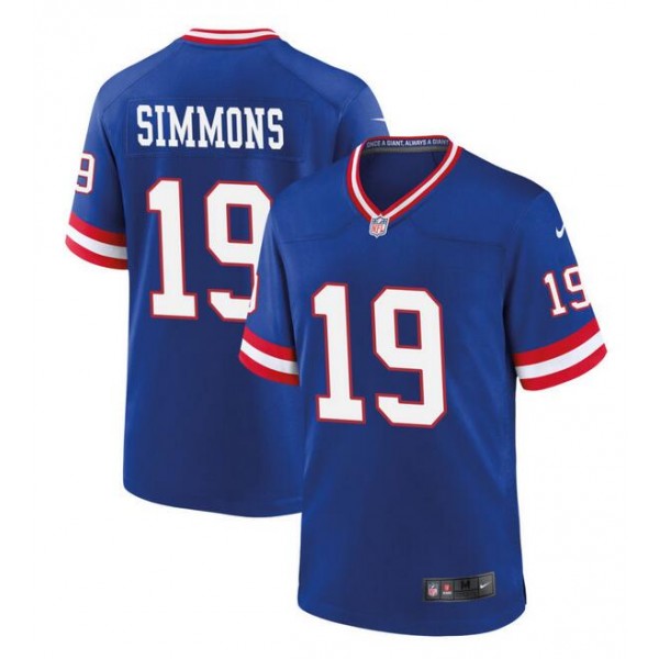New York Giants #19 Isaiah Simmons Royal Classic Stitched Game Jersey