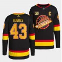 Vancouver Canucks #43 Quinn Hughes Black Retro With 50th Anniversary Patch Stitched Jersey