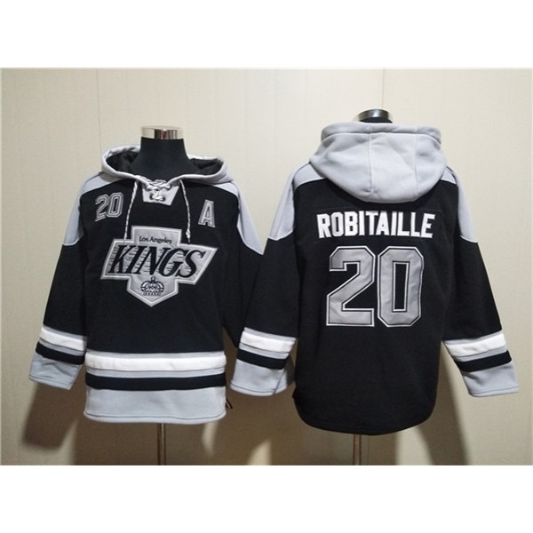 Los Angeles Kings #20 Luc Robitaille Black Ageless Must-Have Lace-Up Pullover Hoodie