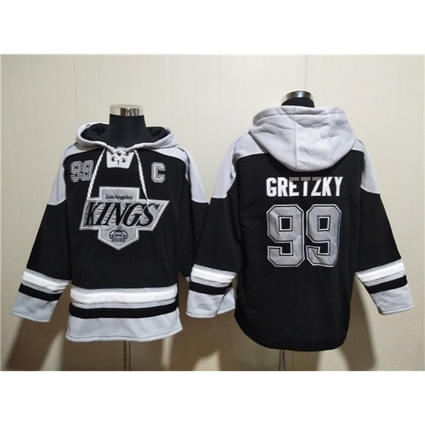 Los Angeles Kings #99 Wayne Gretzky Black Ageless Must-Have Lace-Up Pullover Hoodie