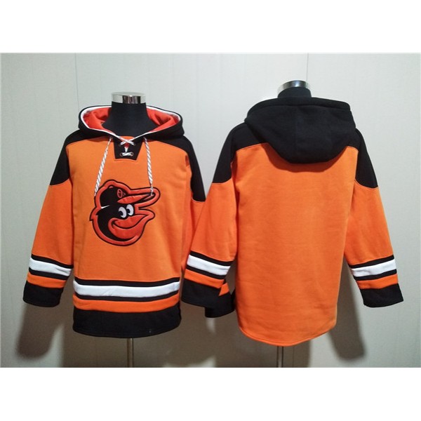 Baltimore Orioles Blank Orange Ageless Must-Have Lace-Up Pullover Hoodie