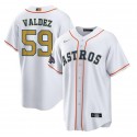 Houston Astros #59 Framber Valdez White Gold Cool Base Stitched Jersey