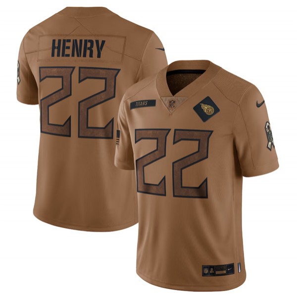 Tennessee Titans #22 Derrick Henry 2023 Brown Salute To Service Limited Stitched Jersey