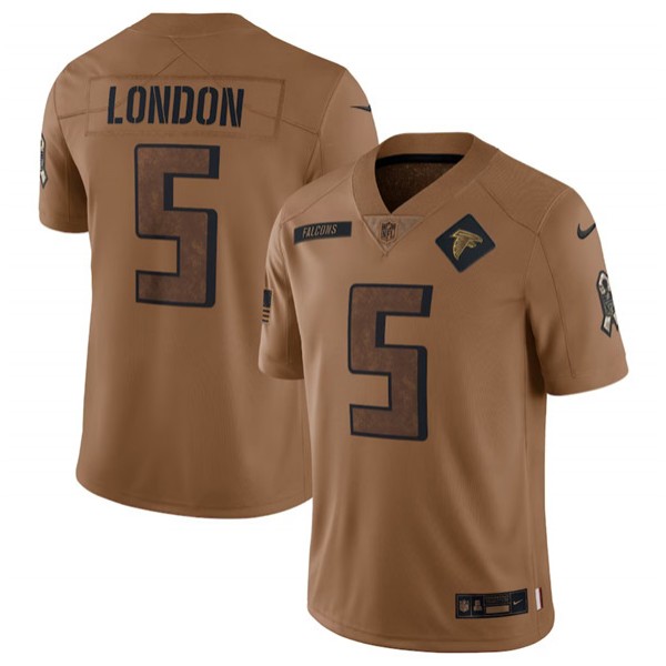 Atlanta Falcons #5 Drake London 2023 Brown Salute To Setvice Limited Stitched Jersey