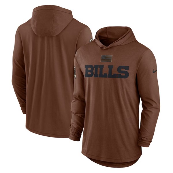 Buffalo Bills 2023 Brown Salute To Service Lightweight Long Sleeve Hoodie