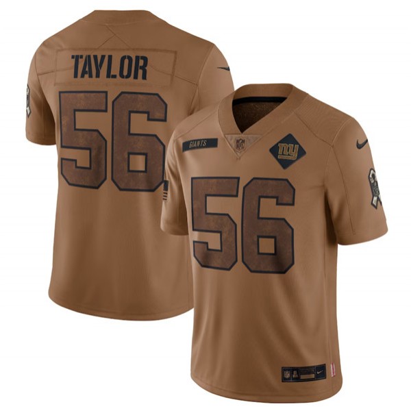 New York Giants #56 Lawrence Taylor 2023 Brown Salute To Service Limited Stitched Jersey