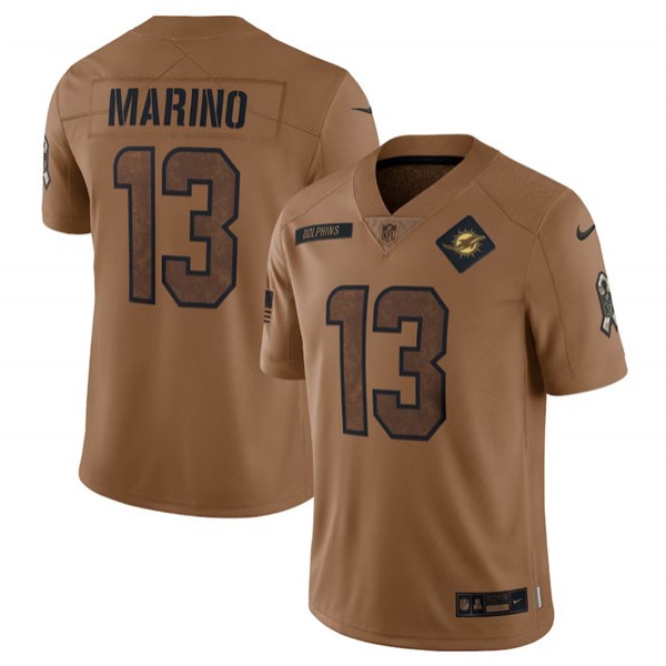 Miami Dolphins #13 Dan Marino 2023 Brown Salute To Service Limited Stitched Jersey