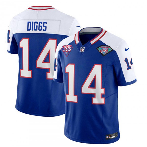Buffalo Bills #14 Stefon Diggs Blue White 2023 F.U.S.E. 75th Anniversary Throwback Vapor Untouchable Limited Stitched Jersey