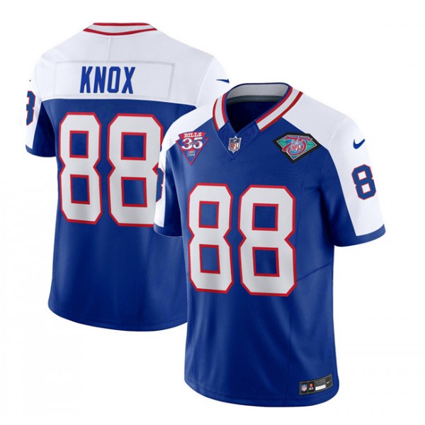 Buffalo Bills #88 Dawson Knox Blue White 2023 F.U.S.E. 75th Anniversary Throwback Vapor Untouchable Limited Stitched Jersey