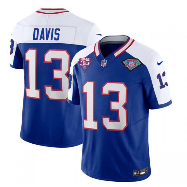 Buffalo Bills #13 Gabe Davis Blue White 2023 F.U.S.E. 75th Anniversary Throwback Vapor Untouchable Limited Stitched Jersey