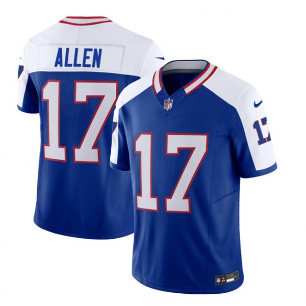 Buffalo Bills #17 Josh Allen Blue White 2023 F.U.S.E. Throwback Vapor Untouchable Limited Stitched Jersey