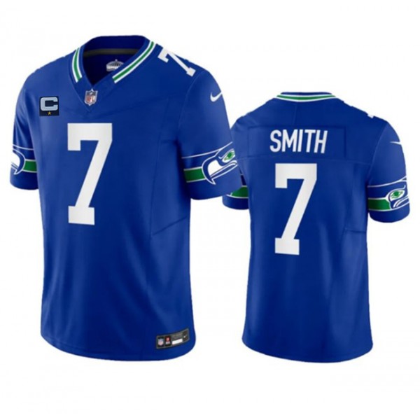 Seattle Seahawks #7 Geno Smith Royal 2023 F.U.S.E. With 1-Star C Patch Vapor Vapor Untouchable Limited Stitched Jersey