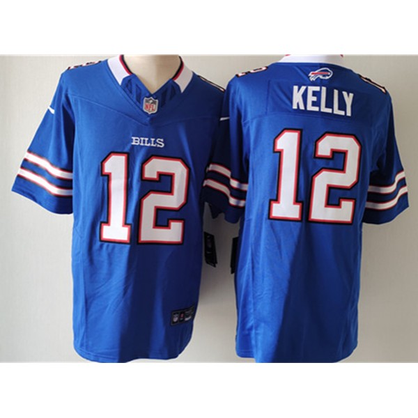 Buffalo Bills #12 Jim Kelly Blue 2023 F.U.S.E. Vapor Untouchable Limited Stitched Jersey