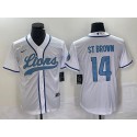 Detroit Lions #14 Amon-Ra St. Brown White Cool Base Stitched Jersey