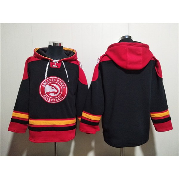 Atlanta Hawks Blank Black Red Lace-Up Pullover Hoodie