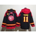 Atlanta Hawks #11 Trae Young Black Red Lace-Up Pullover Hoodie