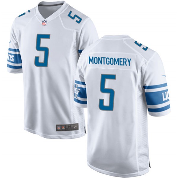 Detroit Lions #5 David Montgomery White Stitched Game Jersey