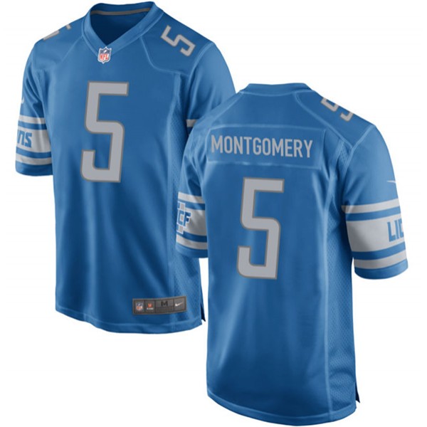 Detroit Lions #5 David Montgomery Blue Stitched Game Jersey