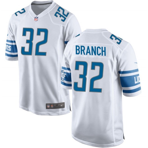 Detroit Lions #32 Brian Branch White Stitched Game Jersey