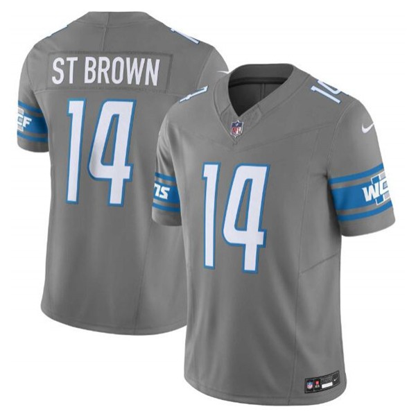 Detroit Lions #14 Amon-Ra St. Brown Grey 2023 F.U.S.E. Vapor Untouchable Limited Stitched Jersey