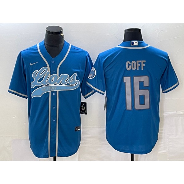 Detroit Lions #16 Jared Goff Blue Cool Base Stitched Jersey