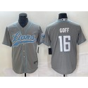 Detroit Lions #16 Jared Goff Gray Cool Base Stitched Jersey