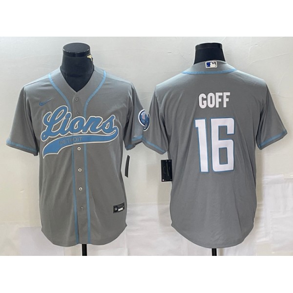 Detroit Lions #16 Jared Goff Gray Cool Base Stitched Jersey