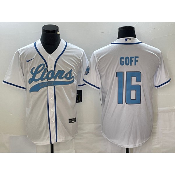 Detroit Lions #16 Jared Goff White Cool Base Stitched Jersey