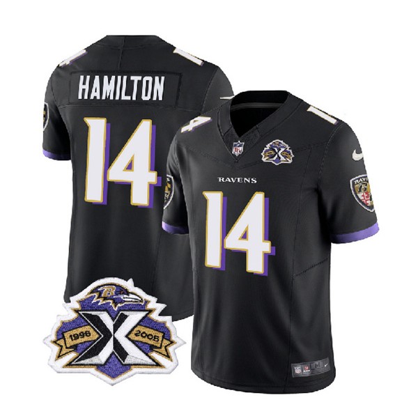 Baltimore Ravens #14 Kyle Hamilton Black 2023 F.U.S.E With Patch Throwback Vapor Limited Stitched Jersey