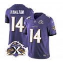 Baltimore Ravens #14 Kyle Hamilton Purple 2023 F.U.S.E With Patch Throwback Vapor Limited Stitched Jersey