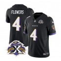 Baltimore Ravens #4 Zay Flowers Black 2023 F.U.S.E With Patch Throwback Vapor Limited Stitched Jersey
