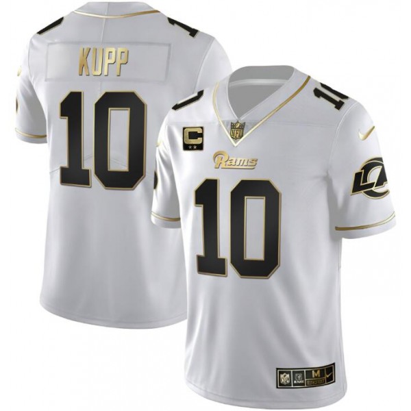 Los Angeles Rams #10 Cooper Kupp White Golden With 2-Star Patch Vapor Stitched Jersey