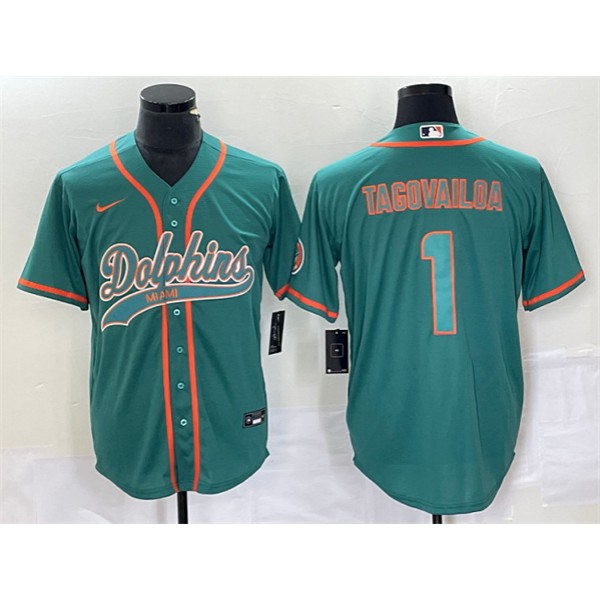 Miami Dolphins #1 Tua Tagovailoa Aqua Cool Base Stitched Jersey