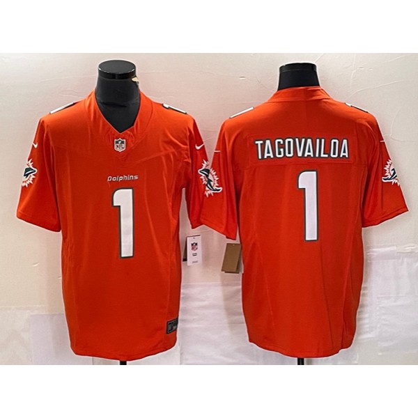 Miami Dolphins #1 Tua Tagovailoa Orange 2023 F.U.S.E. Vapor Limited Stitched Jersey