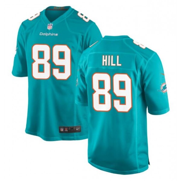 Miami Dolphins #89 Julian Hill Aqua Stitched Game Jersey