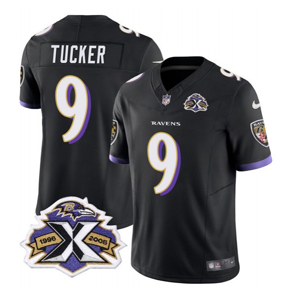 Baltimore Ravens #9 Justin Tucker Black 2023 F.U.S.E With Patch Throwback Vapor Limited Stitched Jersey
