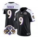 Baltimore Ravens #9 Justin Tucker Black White 2023 F.U.S.E With Patch Throwback Vapor Limited Stitched Jersey