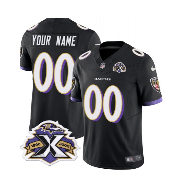 Baltimore Ravens Custom Black 2023 F.U.S.E With Patch Throwback Vapor Limited Stitched Jersey