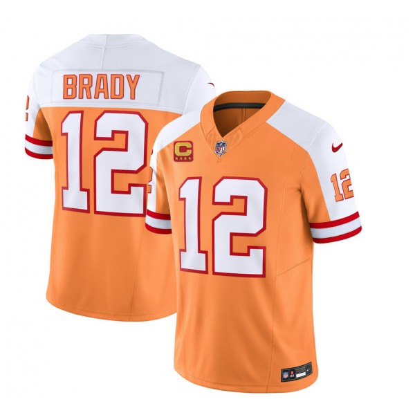 Tampa Bay Buccaneers #12 Tom Brady 2023 F.U.S.E. White Gold With 4-Star C Patch Throwback Limited Stitched Jersey