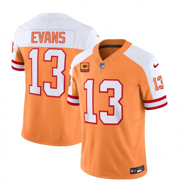 Tampa Bay Buccaneers #13 Mike Evans 2023 F.U.S.E. White Gold With 4-Star C Patch Throwback Limited Stitched Jersey