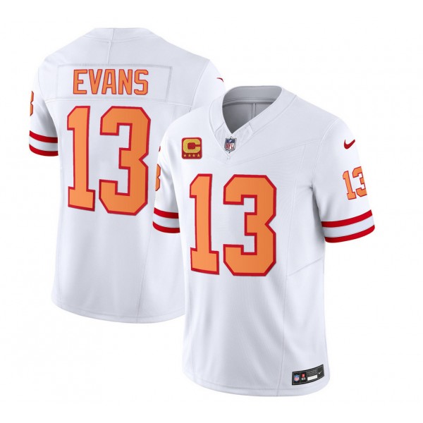 Tampa Bay Buccaneers #13 Mike Evans 2023 F.U.S.E. White With 4-Star C Patch Throwback Limited Stitched Jersey