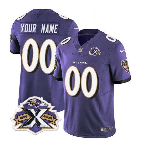 Baltimore Ravens Custom Purple 2023 F.U.S.E With Patch Throwback Vapor Limited Stitched Jersey