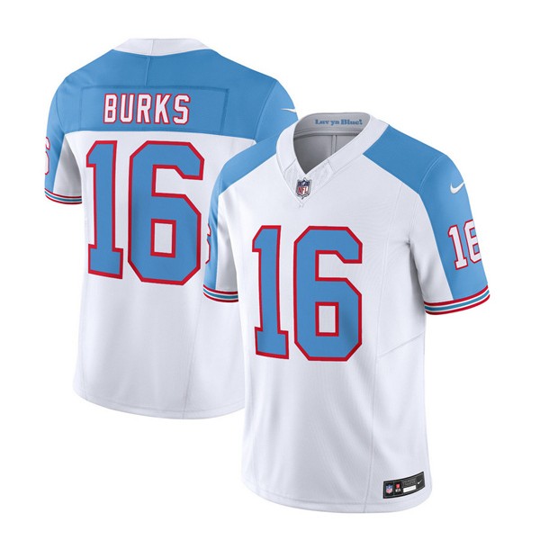 Tennessee Titans #16 Treylon Burks White Blue 2023 F.U.S.E. Vapor Limited Throwback Stitched Jersey