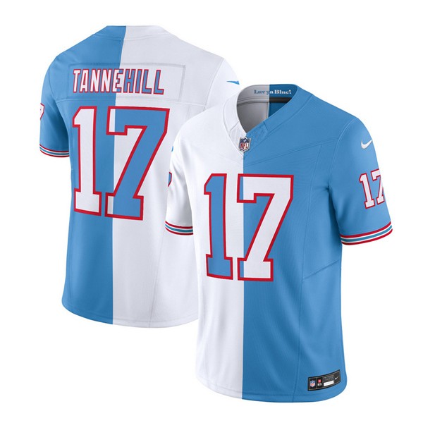 Tennessee Titans #17 Ryan Tannehill White Blue 2023 F.U.S.E. Split Vapor Limited Throwback Stitched Jersey