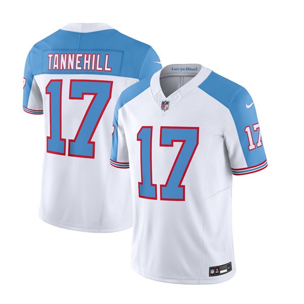 Tennessee Titans #17 Ryan Tannehill White Blue 2023 F.U.S.E. Vapor Limited Throwback Stitched Jersey