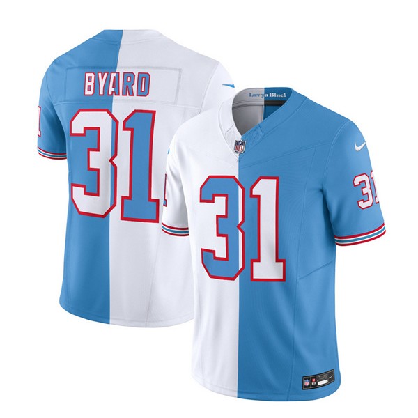 Tennessee Titans #31 Kevin Byard White Blue 2023 F.U.S.E. Split Vapor Limited Throwback Stitched Jersey