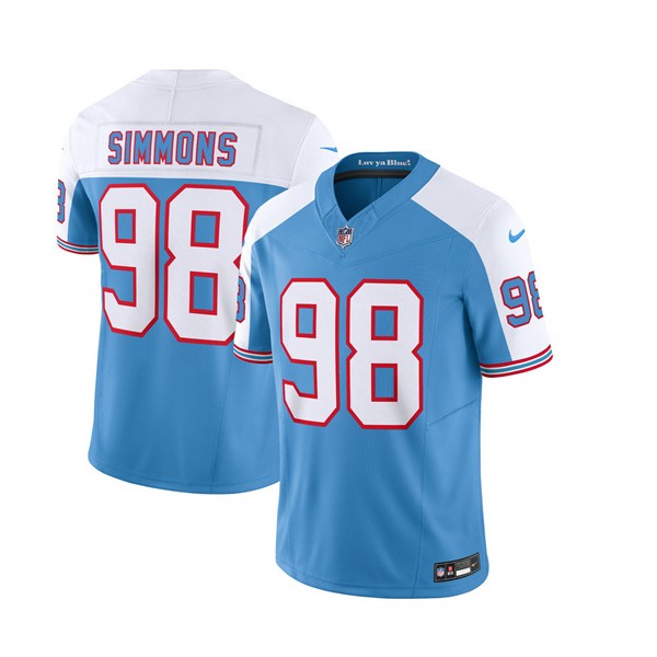 Tennessee Titans #98 Jeffery Simmons Blue White 2023 F.U.S.E. Vapor Limited Throwback Stitched Jersey