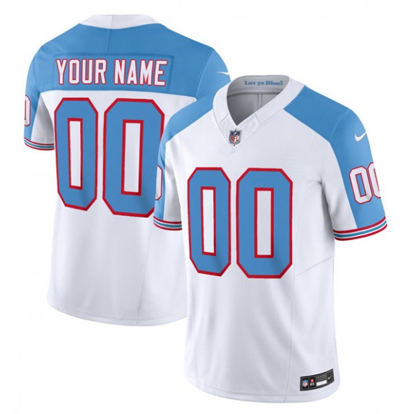 Tennessee Titans Custom White Blue 2023 F.U.S.E. Vapor Limited Throwback Stitched Jersey
