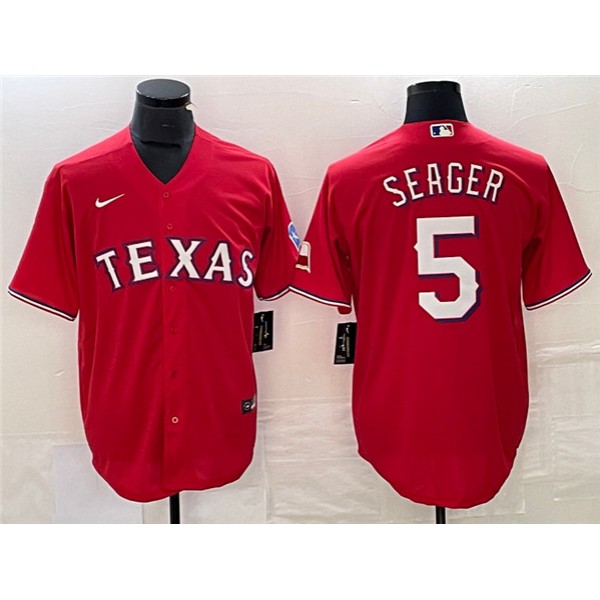 Texas Rangers #5 Corey Seager Red Cool Base Stitched Jersey