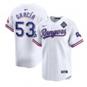 Texas Rangers #53 Adolis García White 2023 World Series Patch And Champions Patch Stitched Jersey
